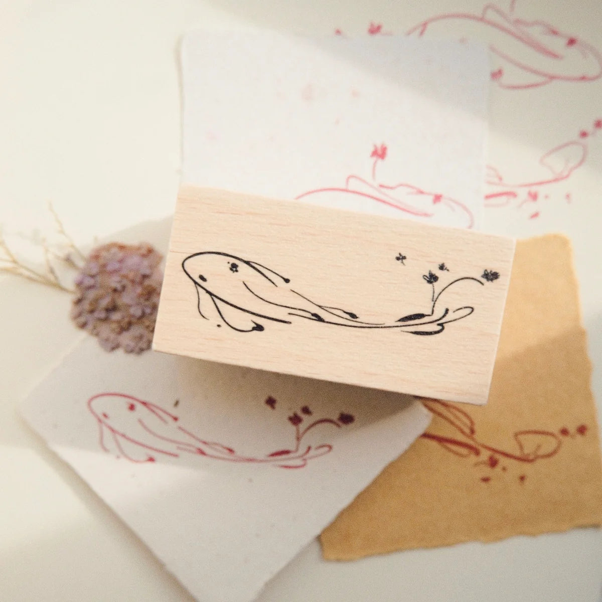 Wooden Stamp - Flower Fish Style 2