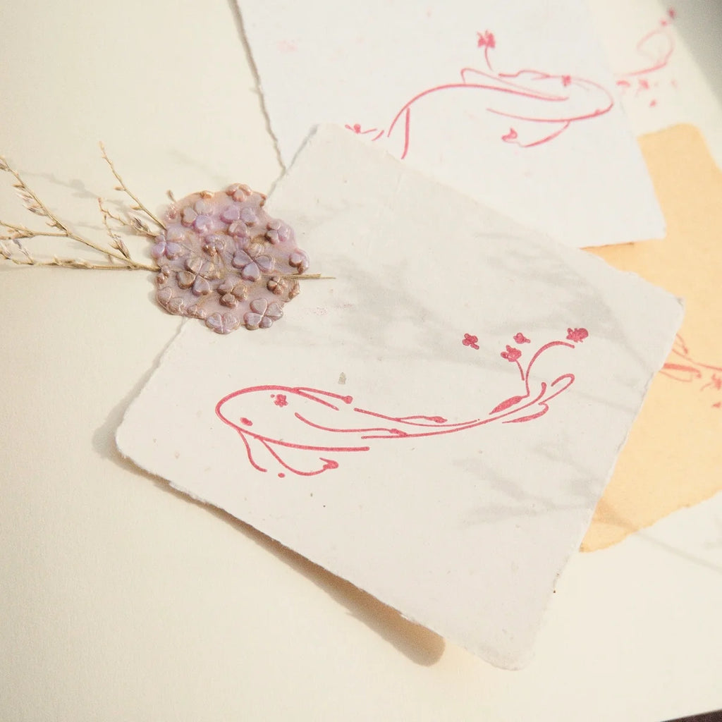 Wooden Stamp - Flower Fish Style 2