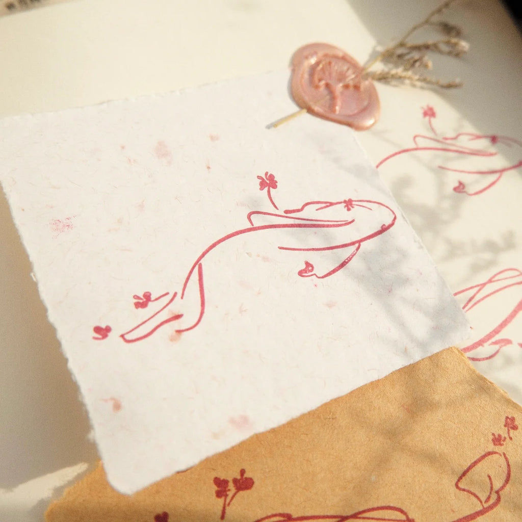 Wooden Stamp - Flower Fish Style 1