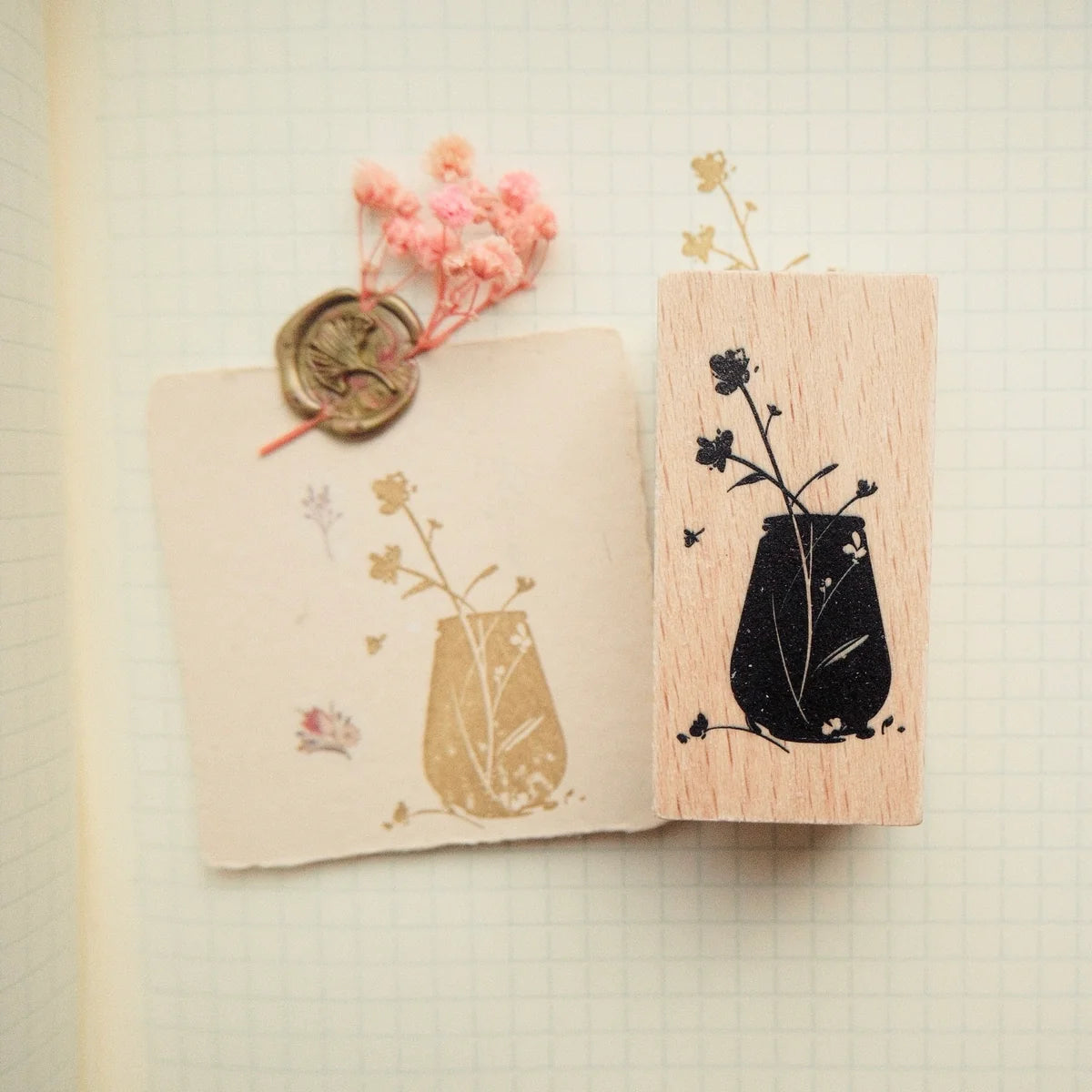 Wooden Stamp - Flower Vase