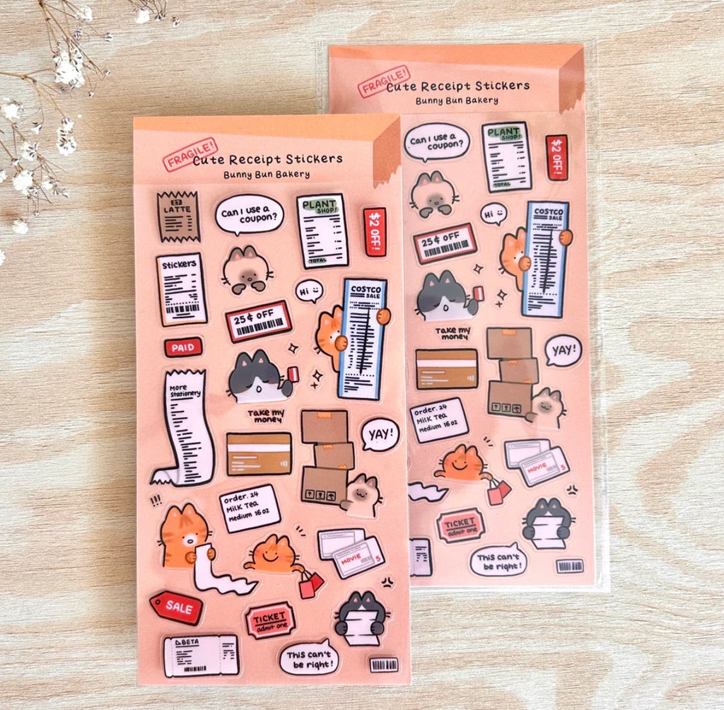Cute Receipt - Clear Glossy Sticker Sheet