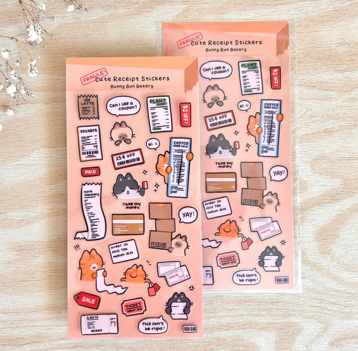Cute Receipt - Clear Glossy Sticker Sheet