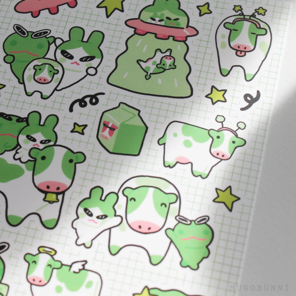 Green Cow Sticker Sheet