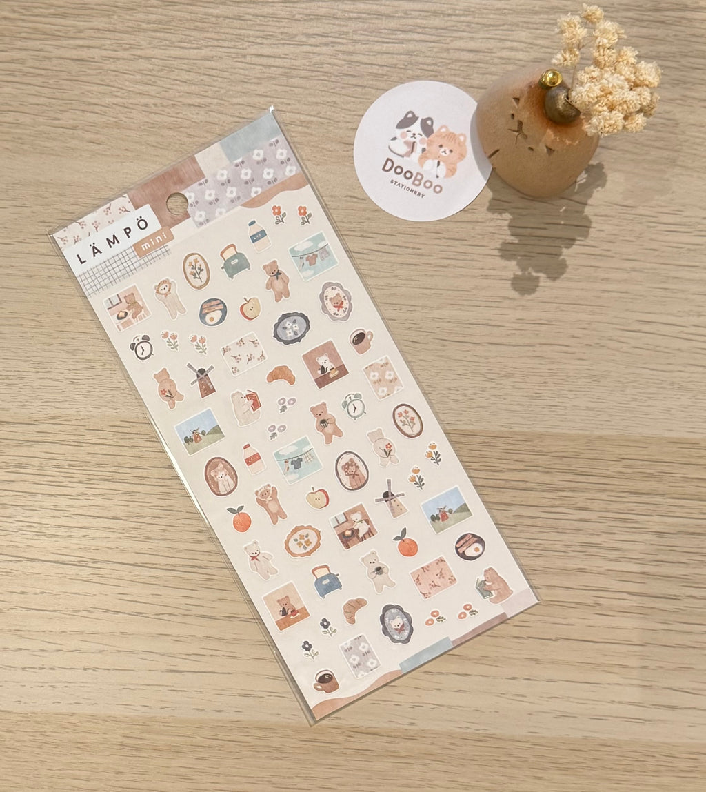 Lampo Mini Series Sticker Sheet - Bear & Mornings