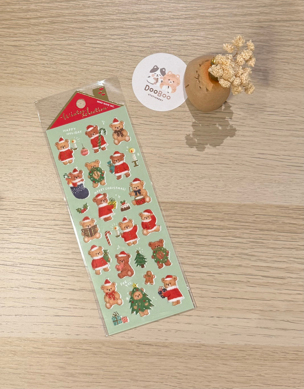 MindWave 2025 Winter Selection Foil Sticker - Fluffy Santa Bear