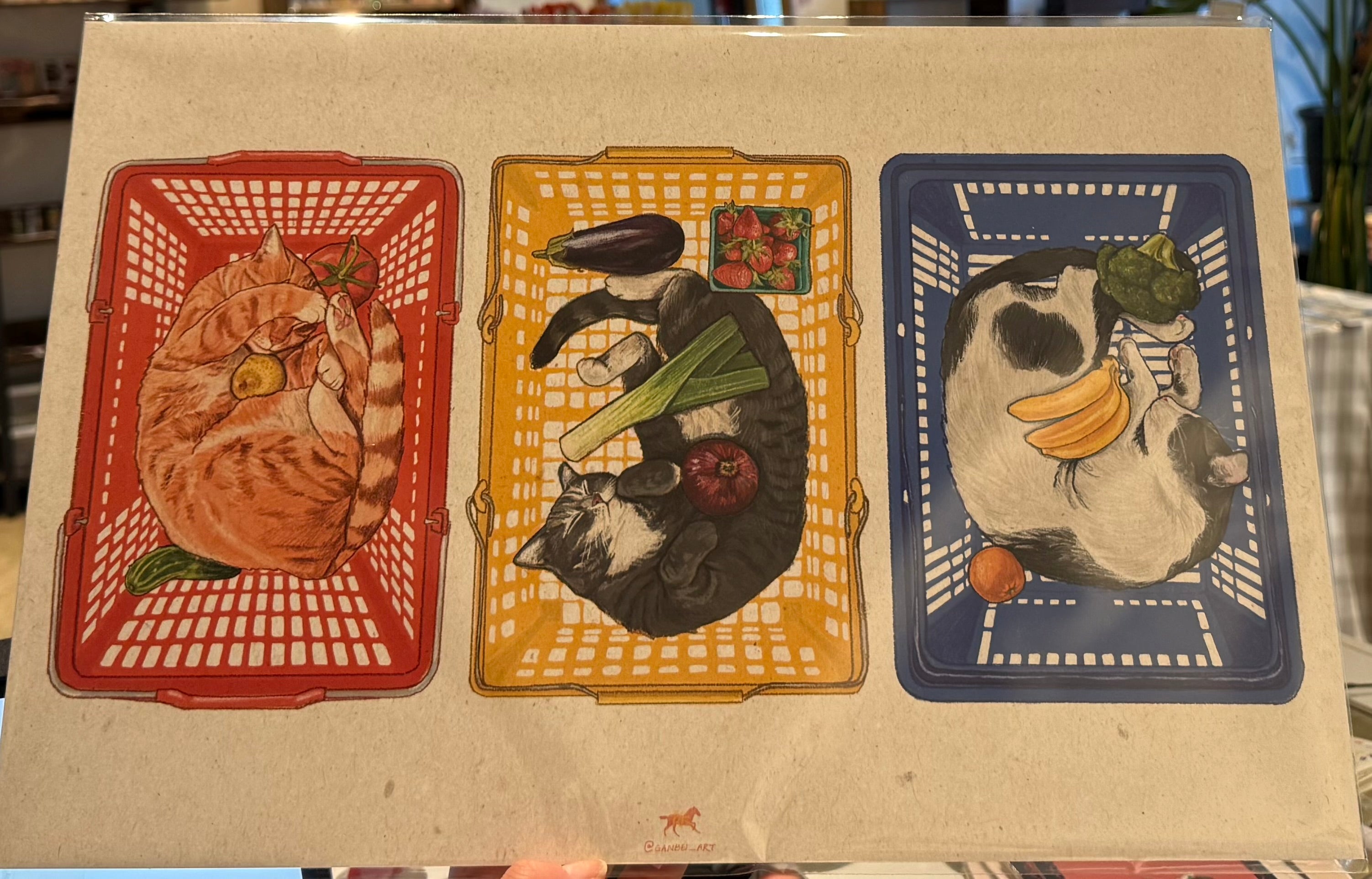 Bodega Cats in Baskets Print
