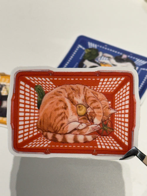 Bodega Cat in Basket Sticker