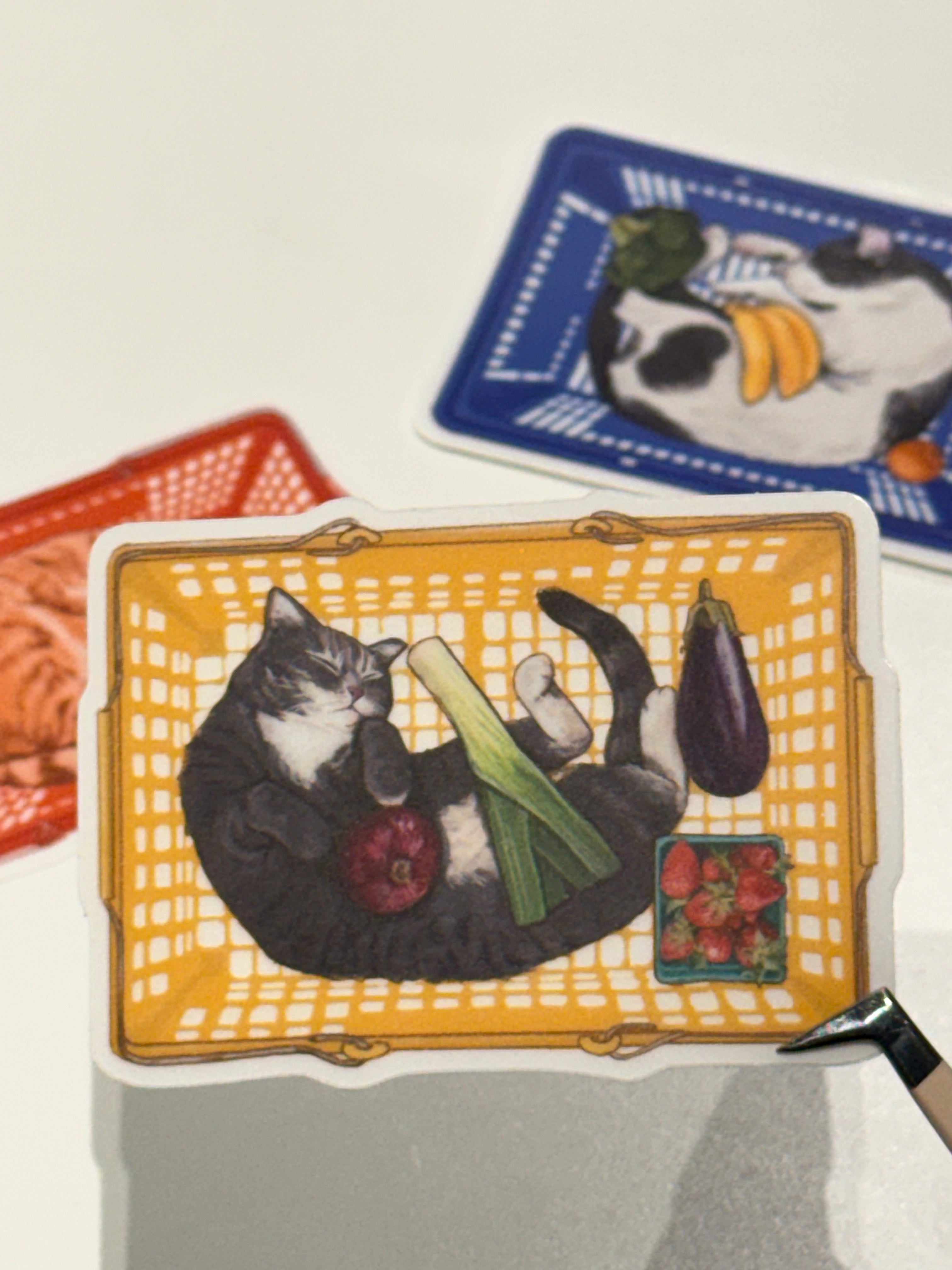 Bodega Cat in Basket Sticker