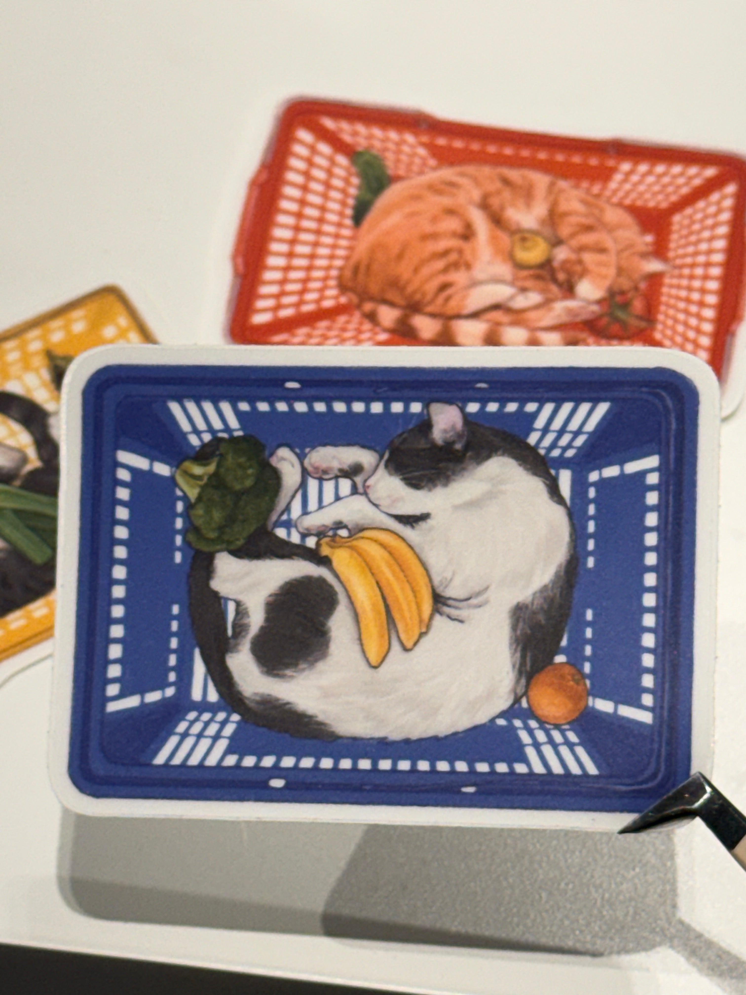 Bodega Cat in Basket Sticker