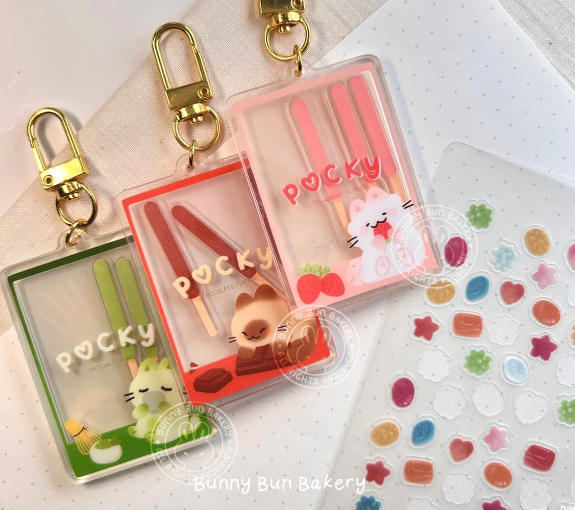Pocky Snack Time Shaker Acrylic Keychain