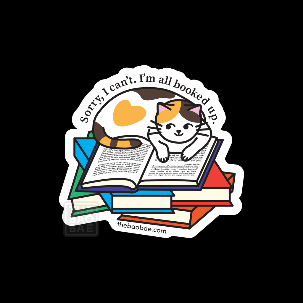 All Booked Up Cat Sticker