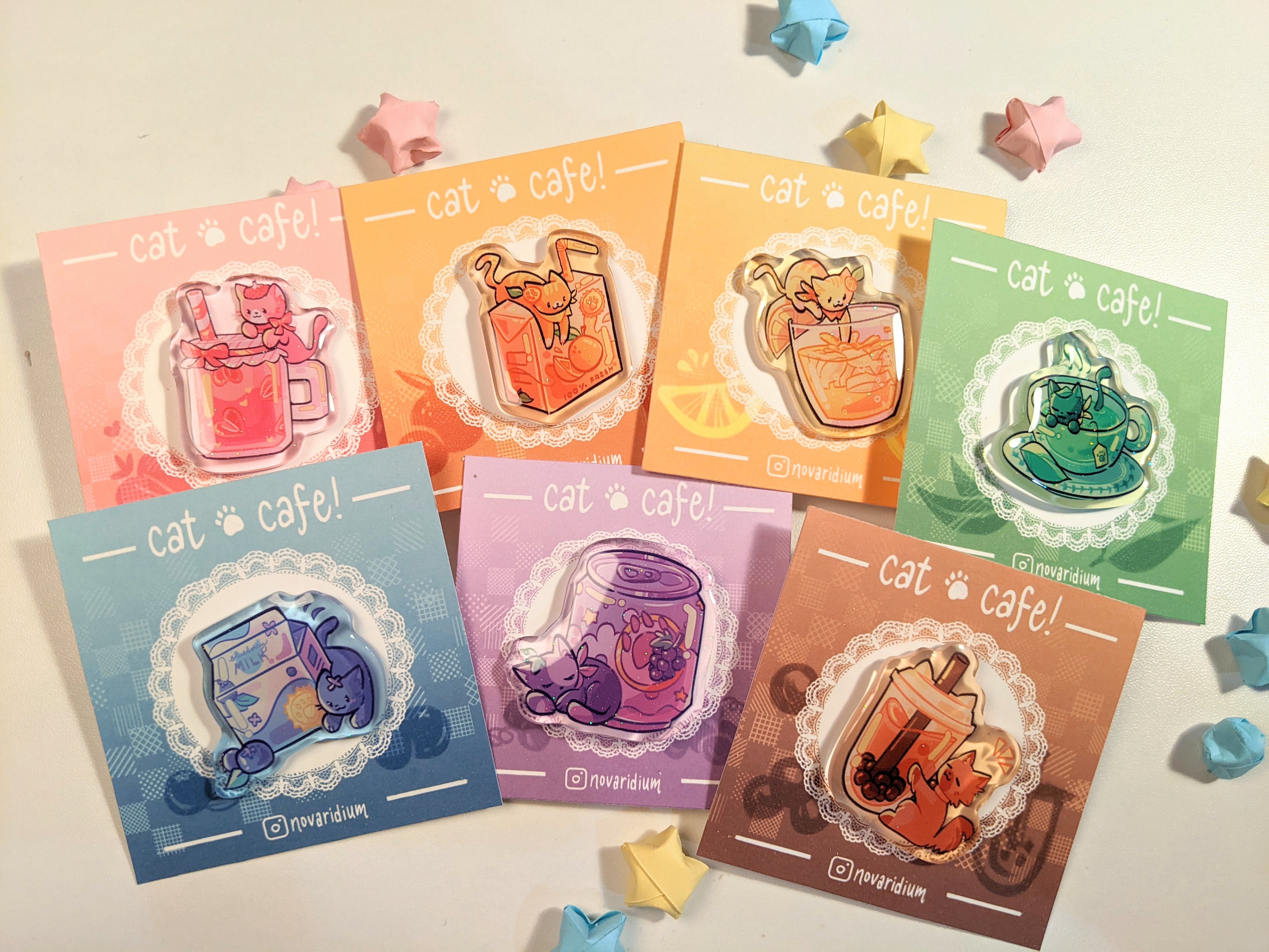 Cat Cafe Glitter Acrylic Pen