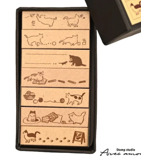 Avec Amour Stamp 7 pc - Long Cats