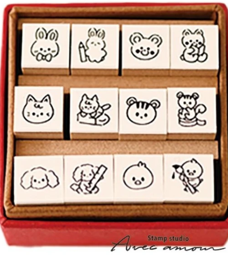 Avec Amour Petit Stamp 12 pc - Animals