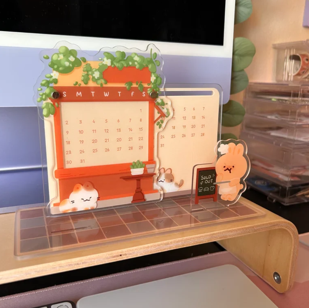 Never Expiring Calendar Standee - Inside Bunny Bun Bakery