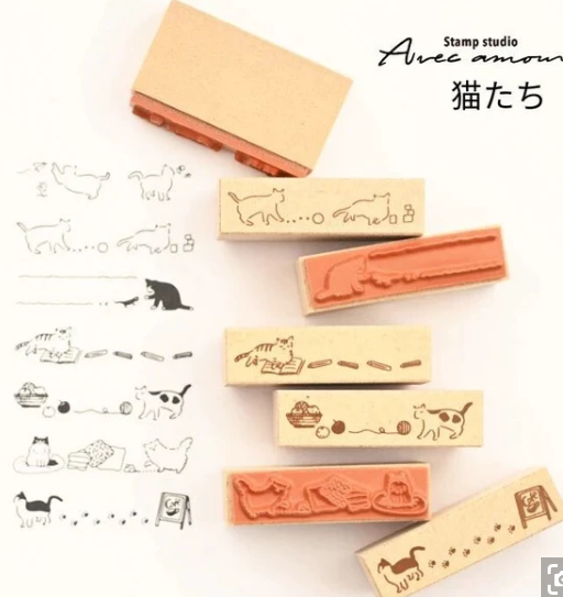 Avec Amour Stamp 7 pc - Long Cats