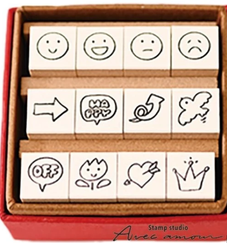 Avec Amour Petit Stamp 12 pc - Emojis