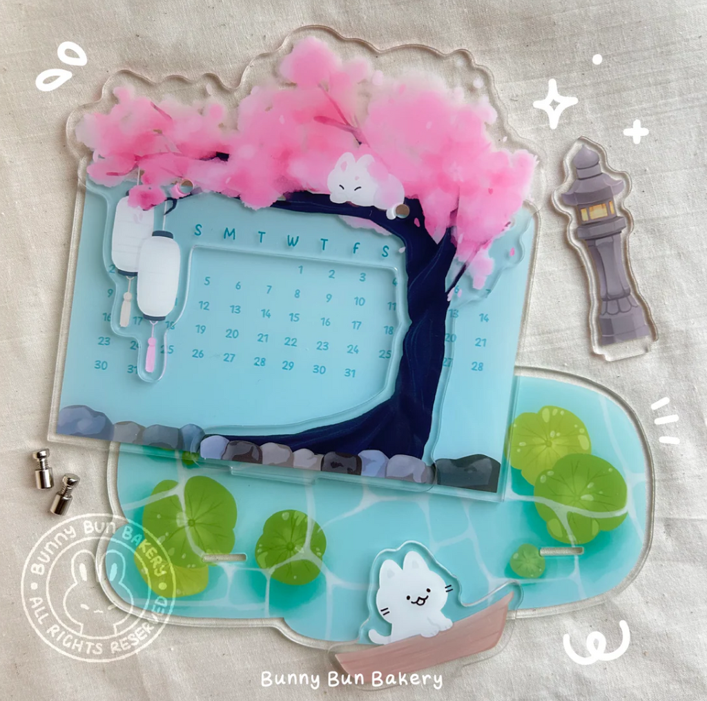 Never Expiring Calendar Standee - Pink Sakura Pond