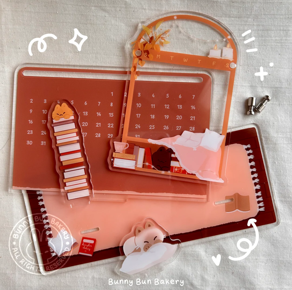 Never Expiring Calendar Standee - Cozy Book Nook