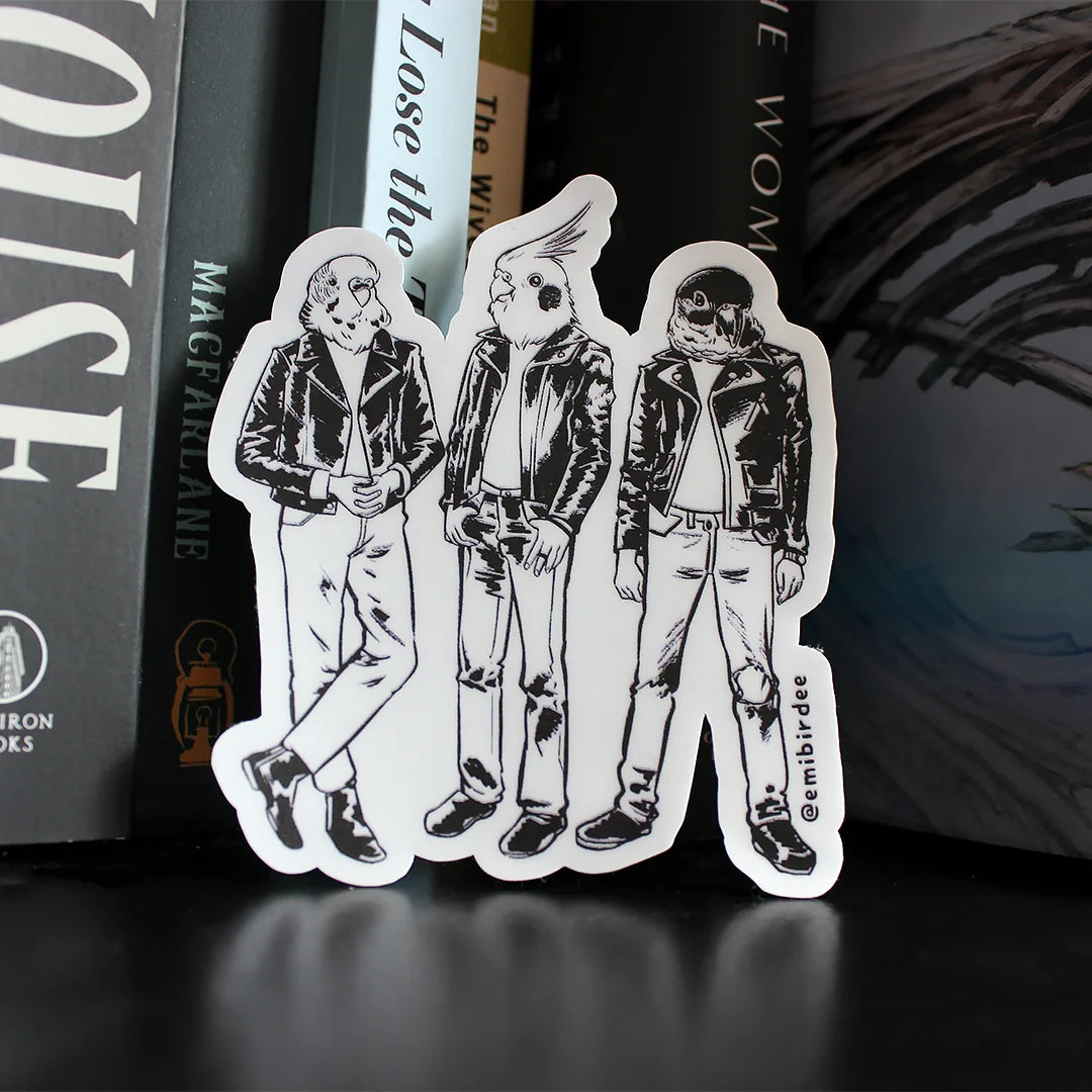 Biker Birds Vinyl Sticker