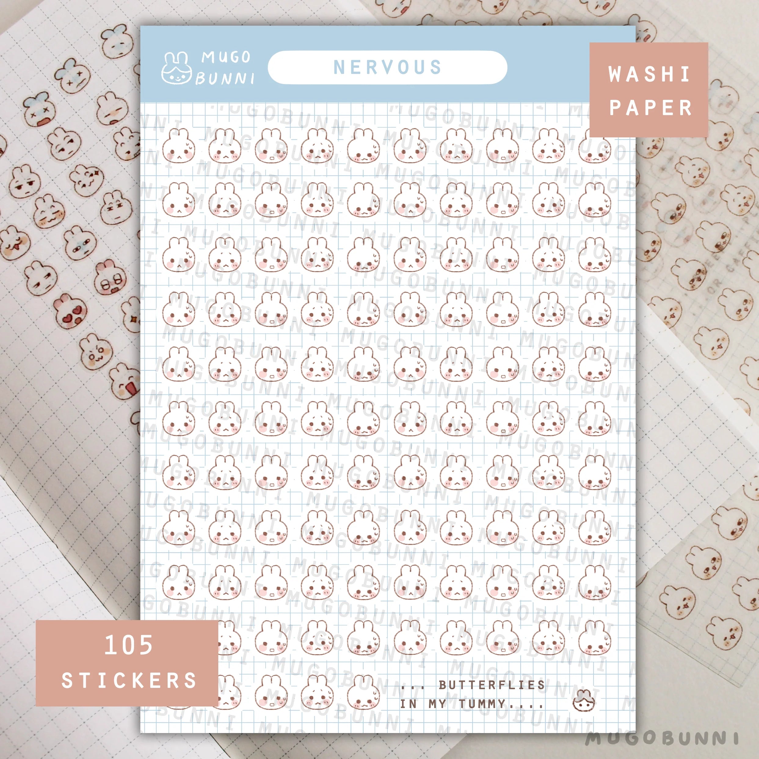 Bunmoji: Nervous Sticker Sheet