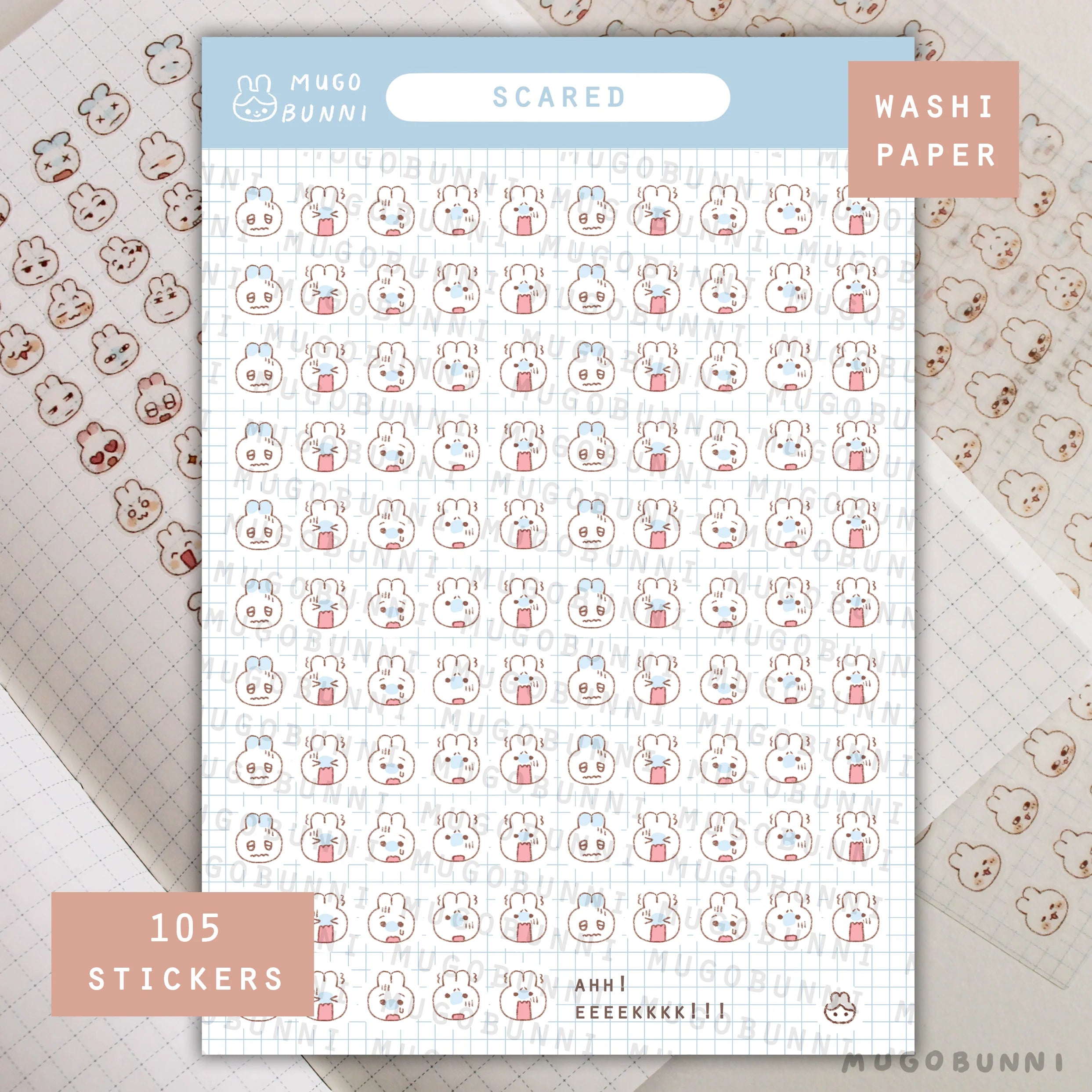 Bunmoji: Scared Sticker Sheet