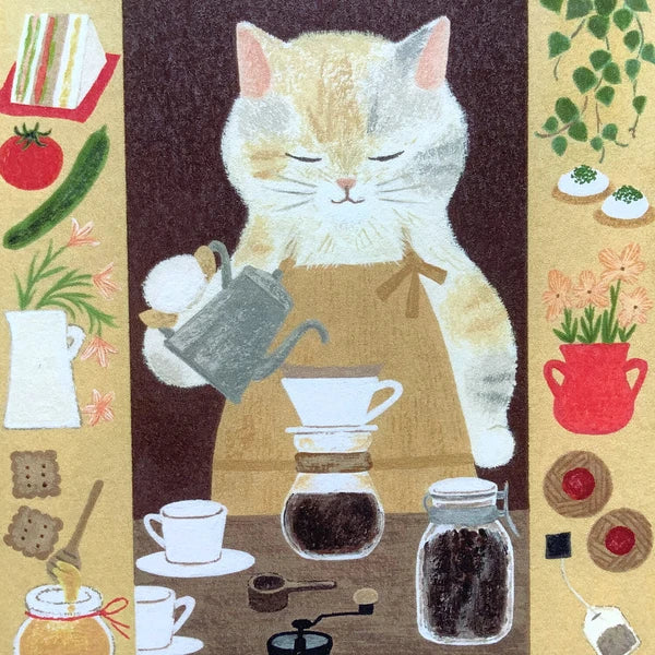 4legs Postcard - Cafe Tortoiseshell Cat