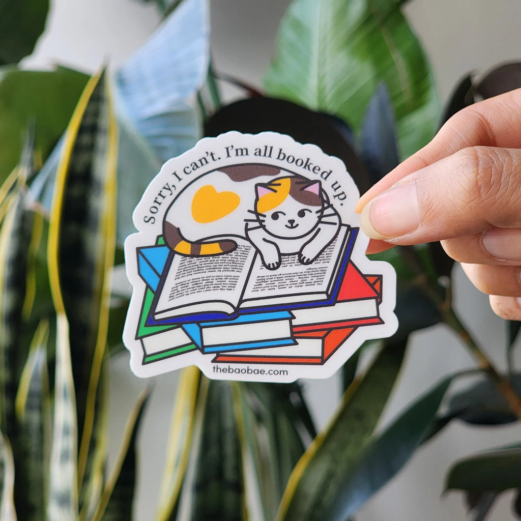 All Booked Up Cat Sticker