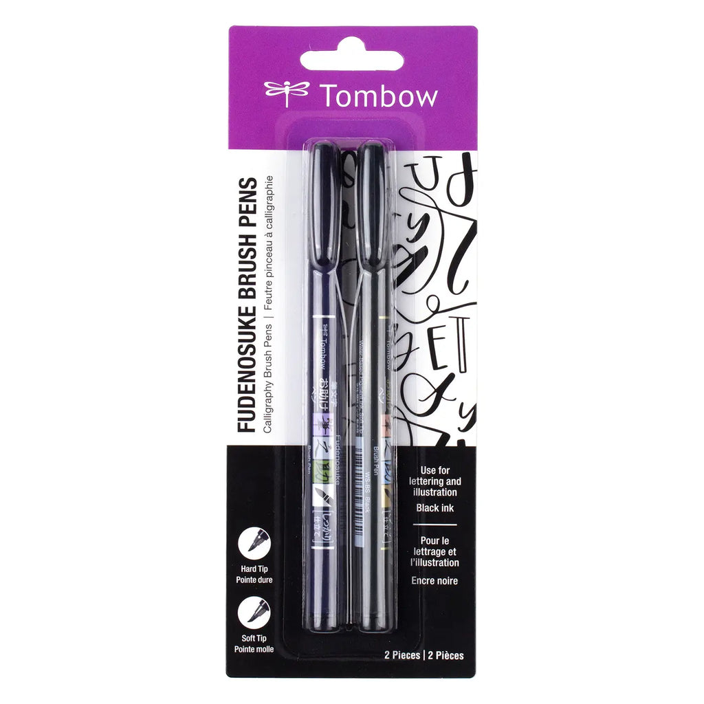 Tombow Fudenosuke Calligraphy Brush Pens - 2 Pack
