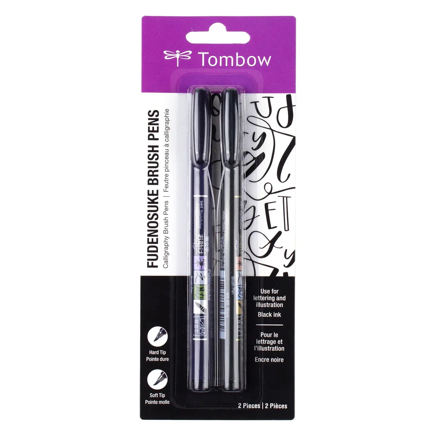 Tombow Fudenosuke Calligraphy Brush Pens - 2 Pack