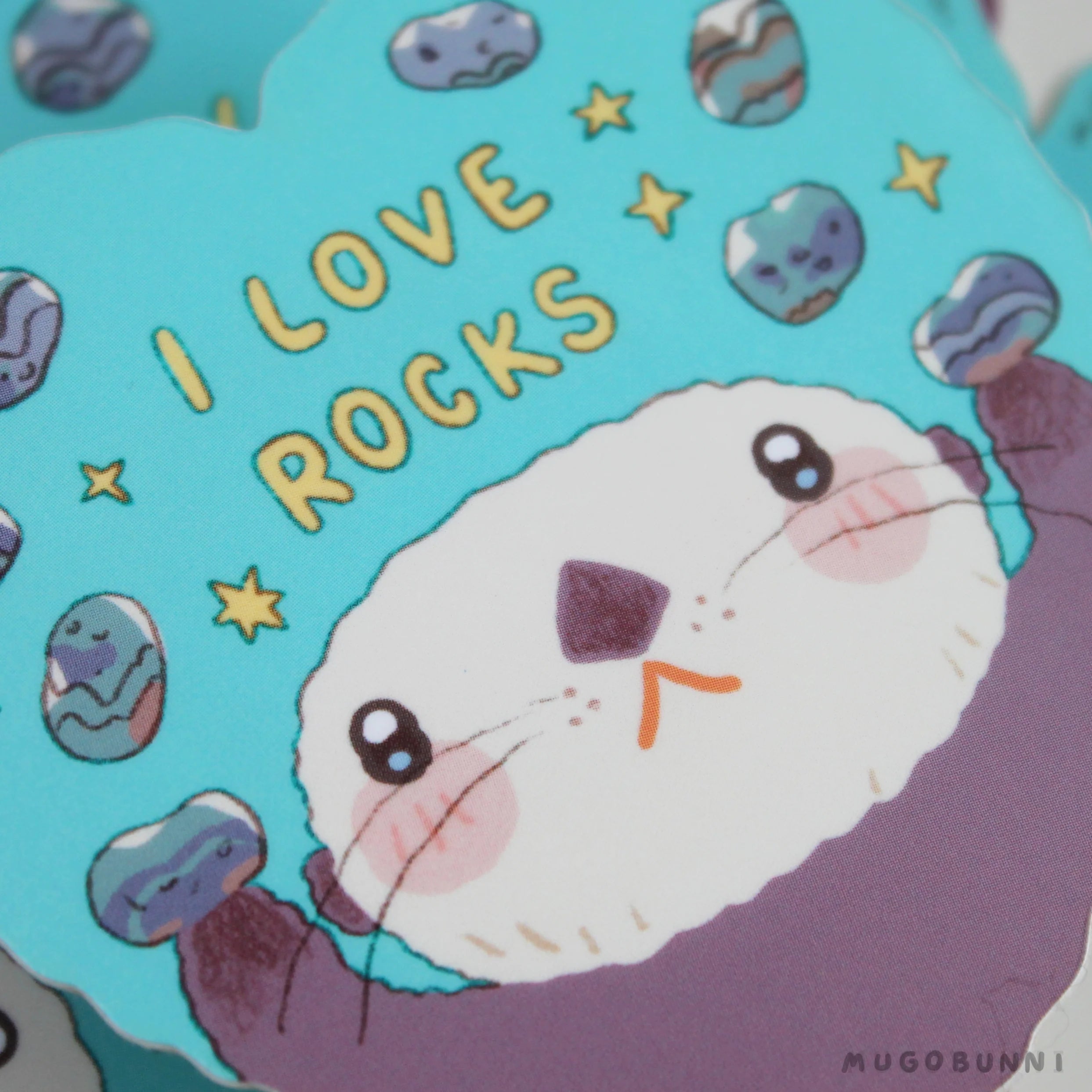 I Love Rocks Otter Sticker