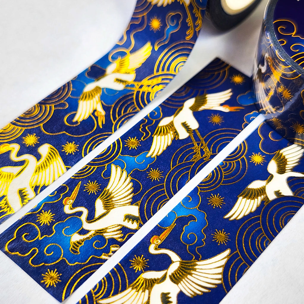 Midnight Crane Gold Foil Washi Tape