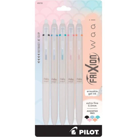Pilot FriXion Waai Erasable 0.5mm Gel Pen - 5 Pack