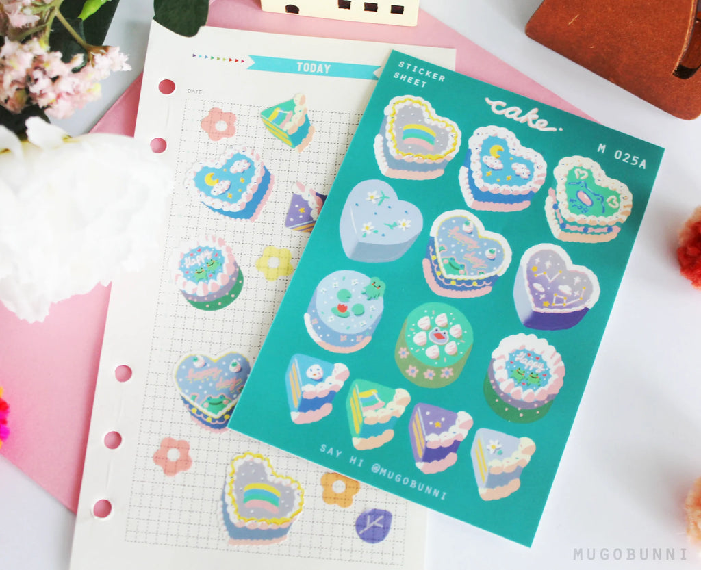 Vintage Blue Cake Sticker Sheet