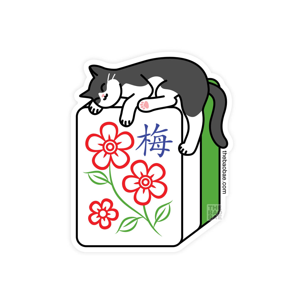 Mahjong Flower Tile Cat Sticker