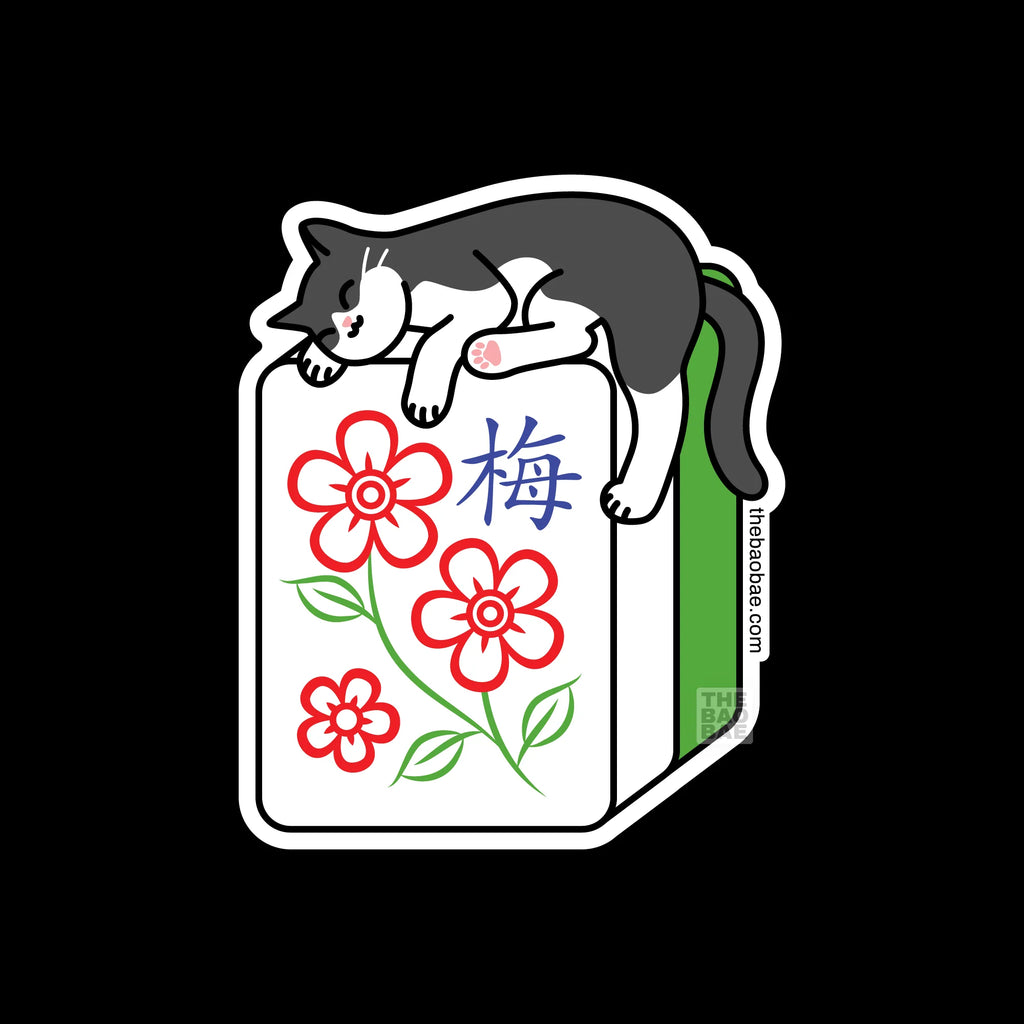 Mahjong Flower Tile Cat Sticker