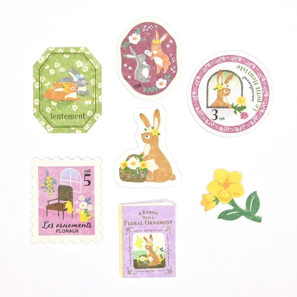 RESSA Flake Seal Stickers - Rabbits & Flowers