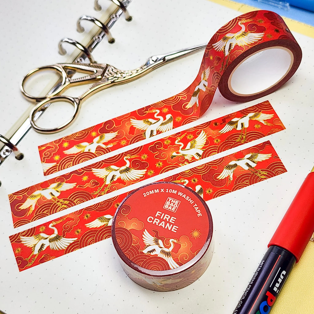 Fire Crane Gold Foil Washi Tape