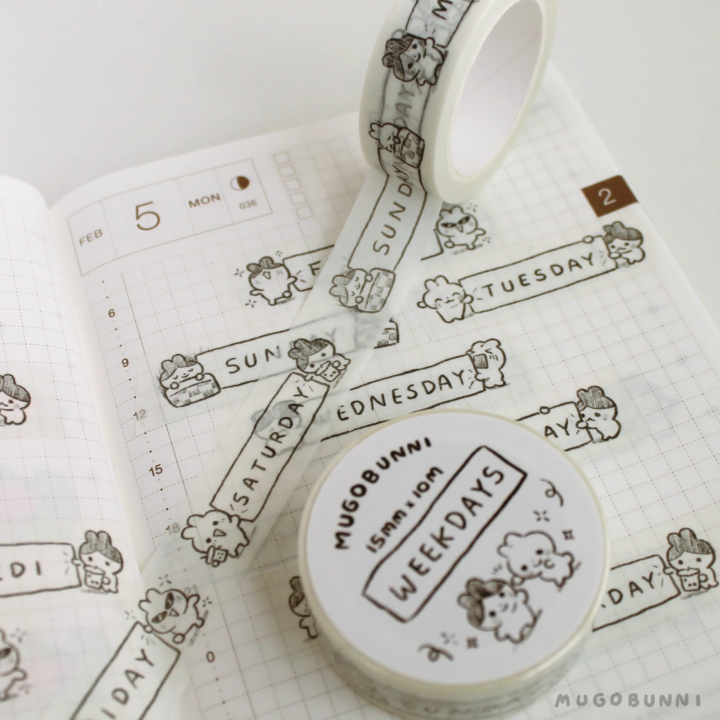 Updated Days of the Week Sketch Mugo Washi Tape