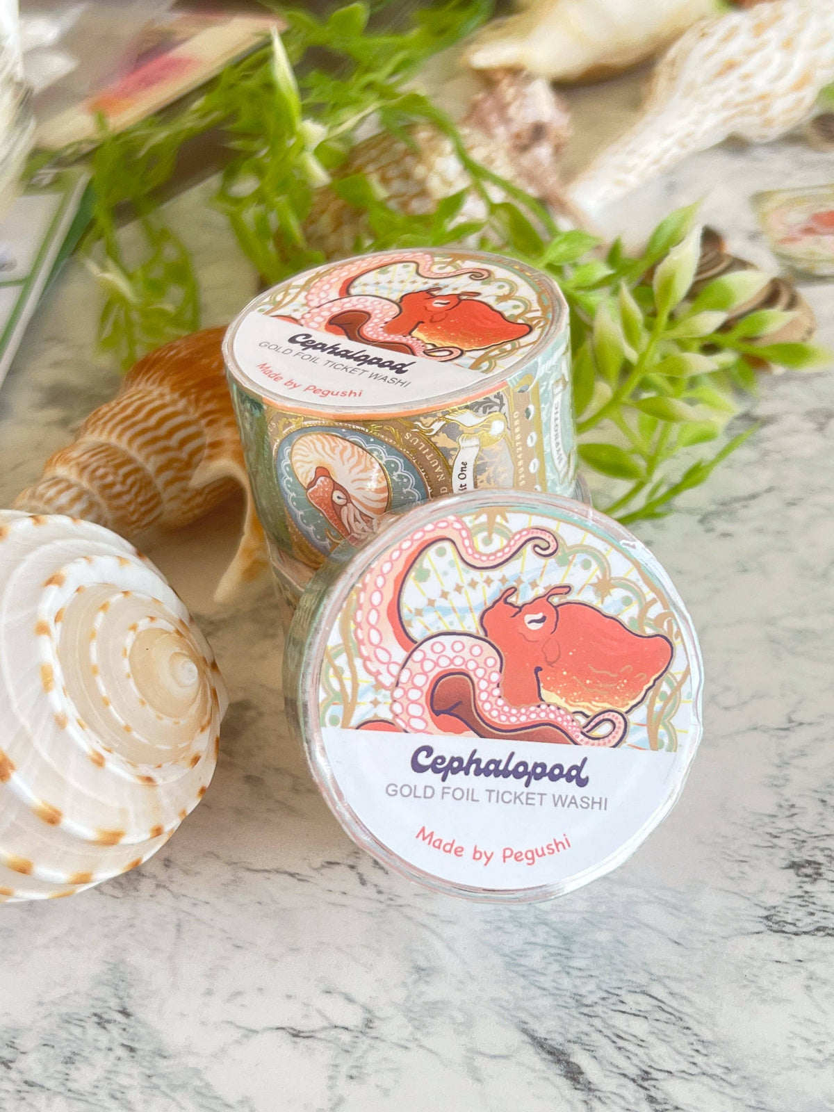 Gold Foil Cephalopod Ticket Washi Tape