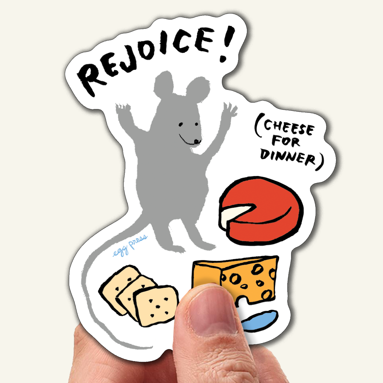 Cheese For Dinner Mouse Vinyl Sticker