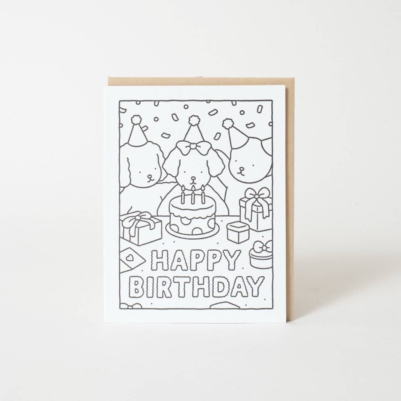 Happy Birthday Cake Party DIY Coloring Card by Bobbie Goods