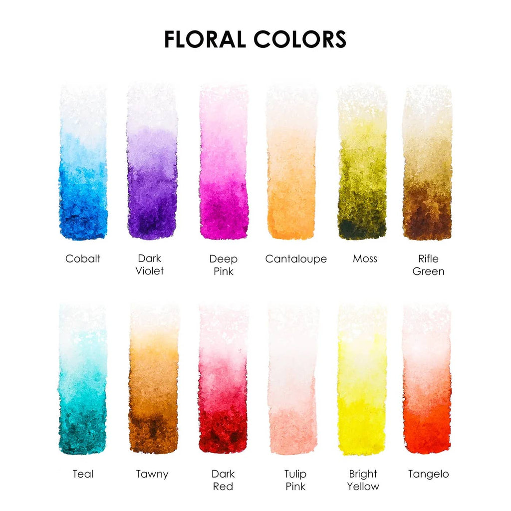 Watercolor Pocket Set Of 12 With Brush - Floral Colors
