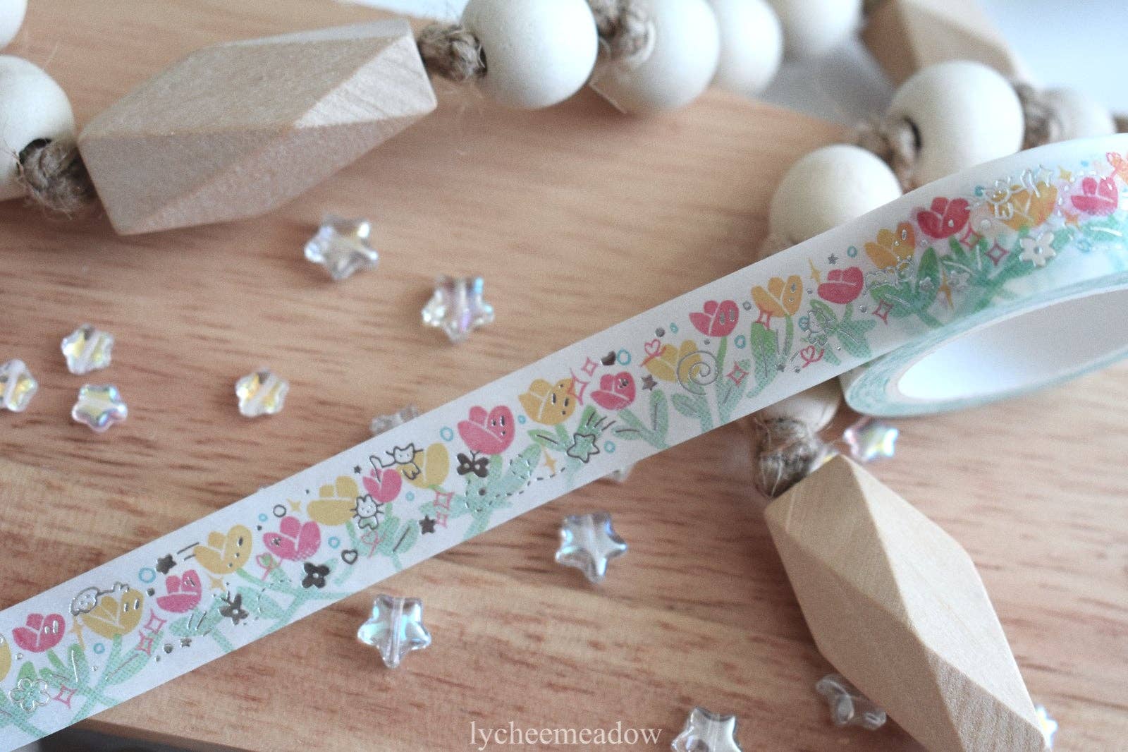 Tulips Silver Metallic Foil Washi Tape