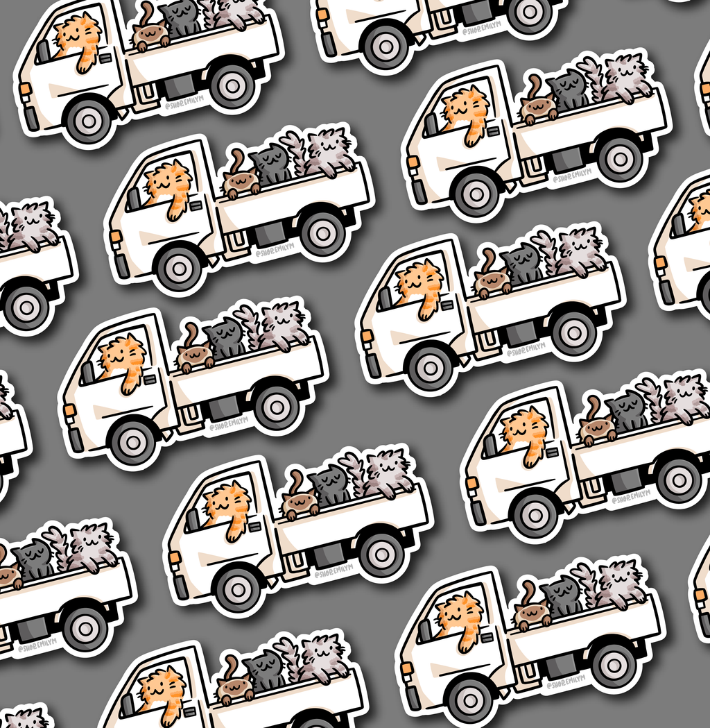 Kei Truck Cats Sticker