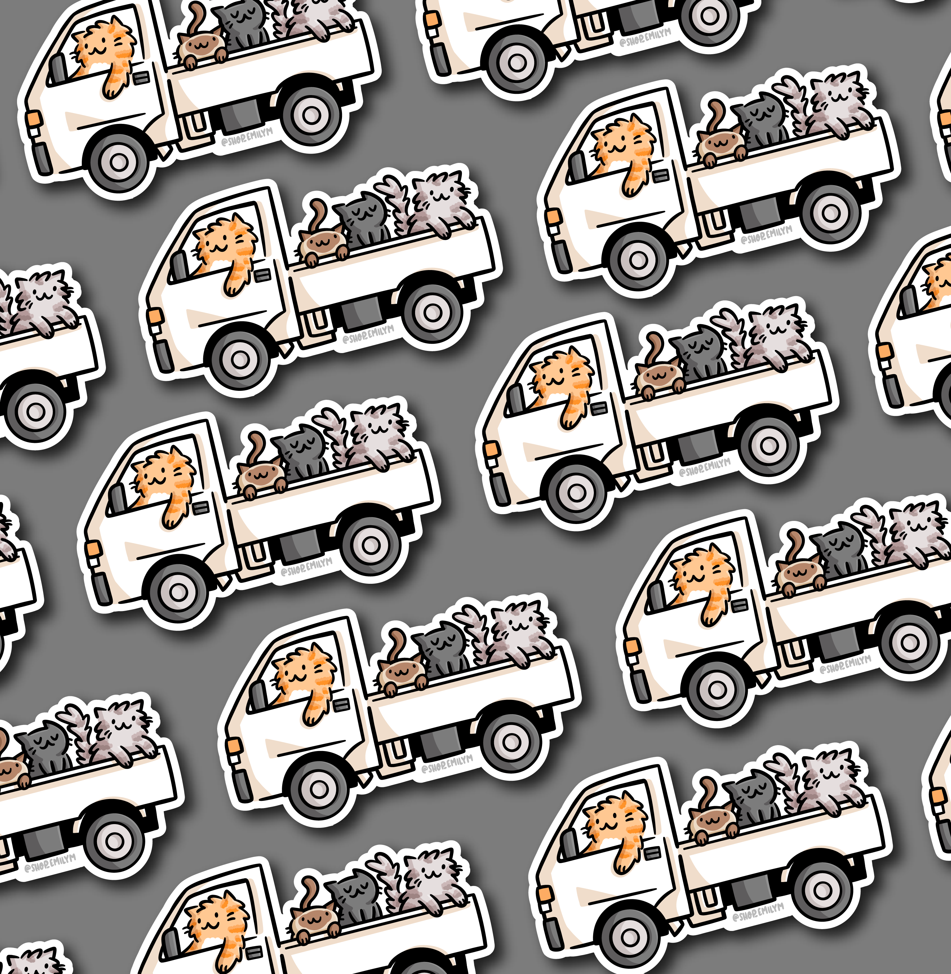 Kei Truck Cats Sticker