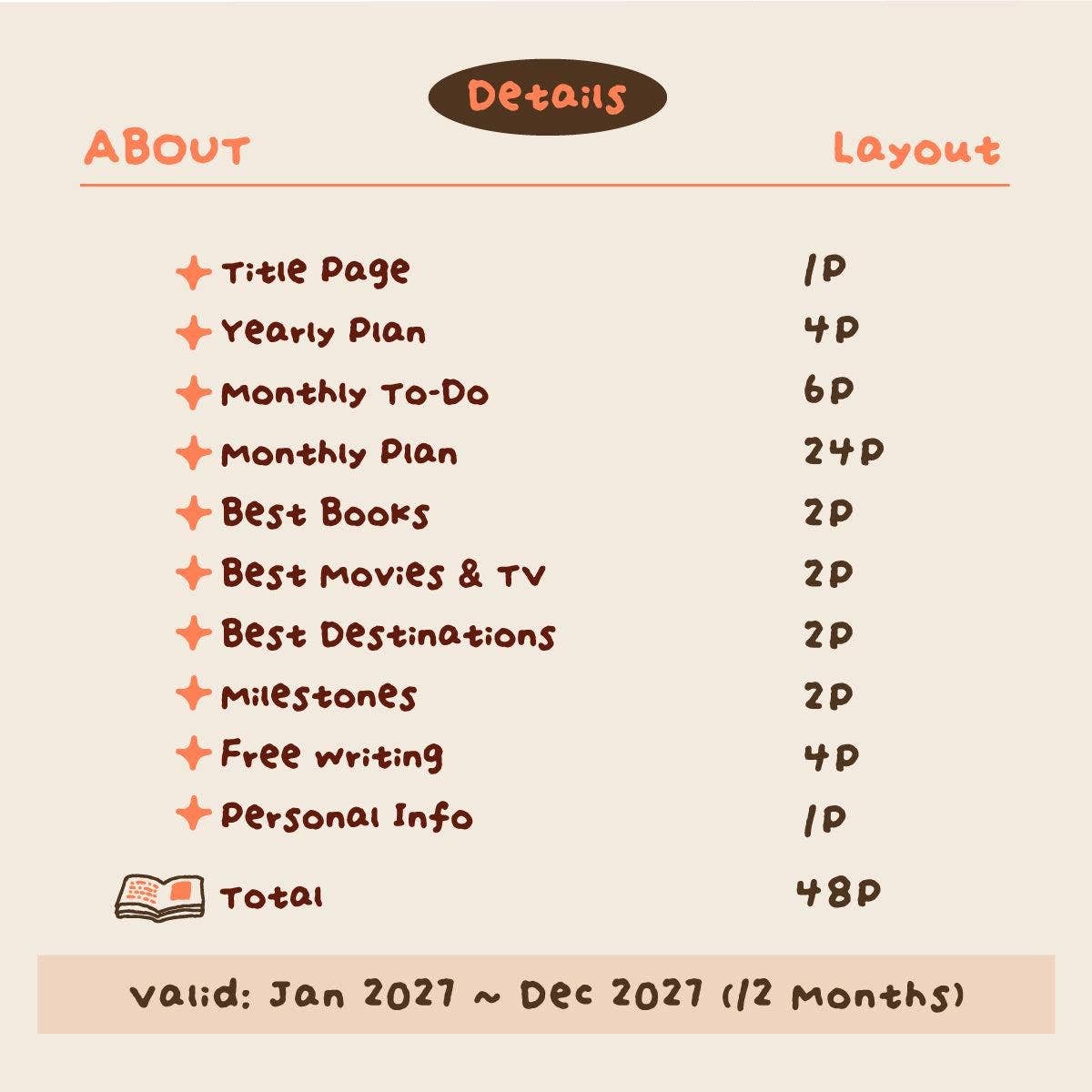 2027 Monthly Planner Insert for Travelers Notebook