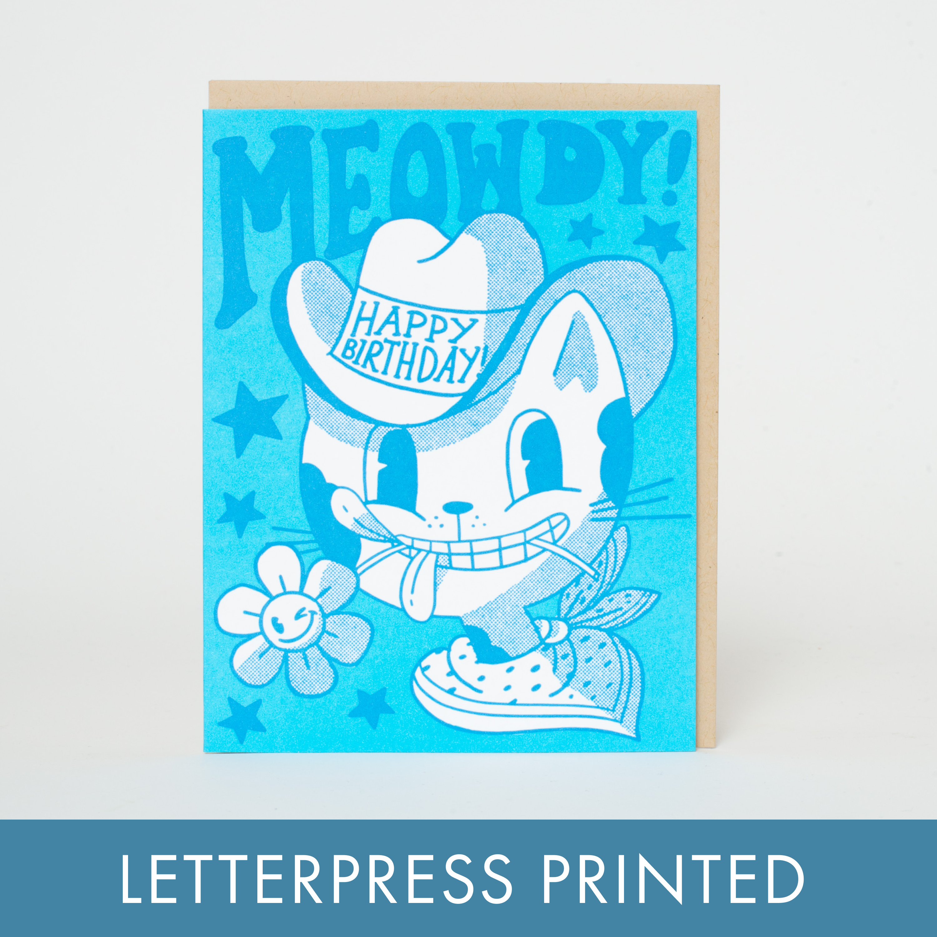Birthday Meowdy Cat Letterpress Greeting Card by Hello!Lucky