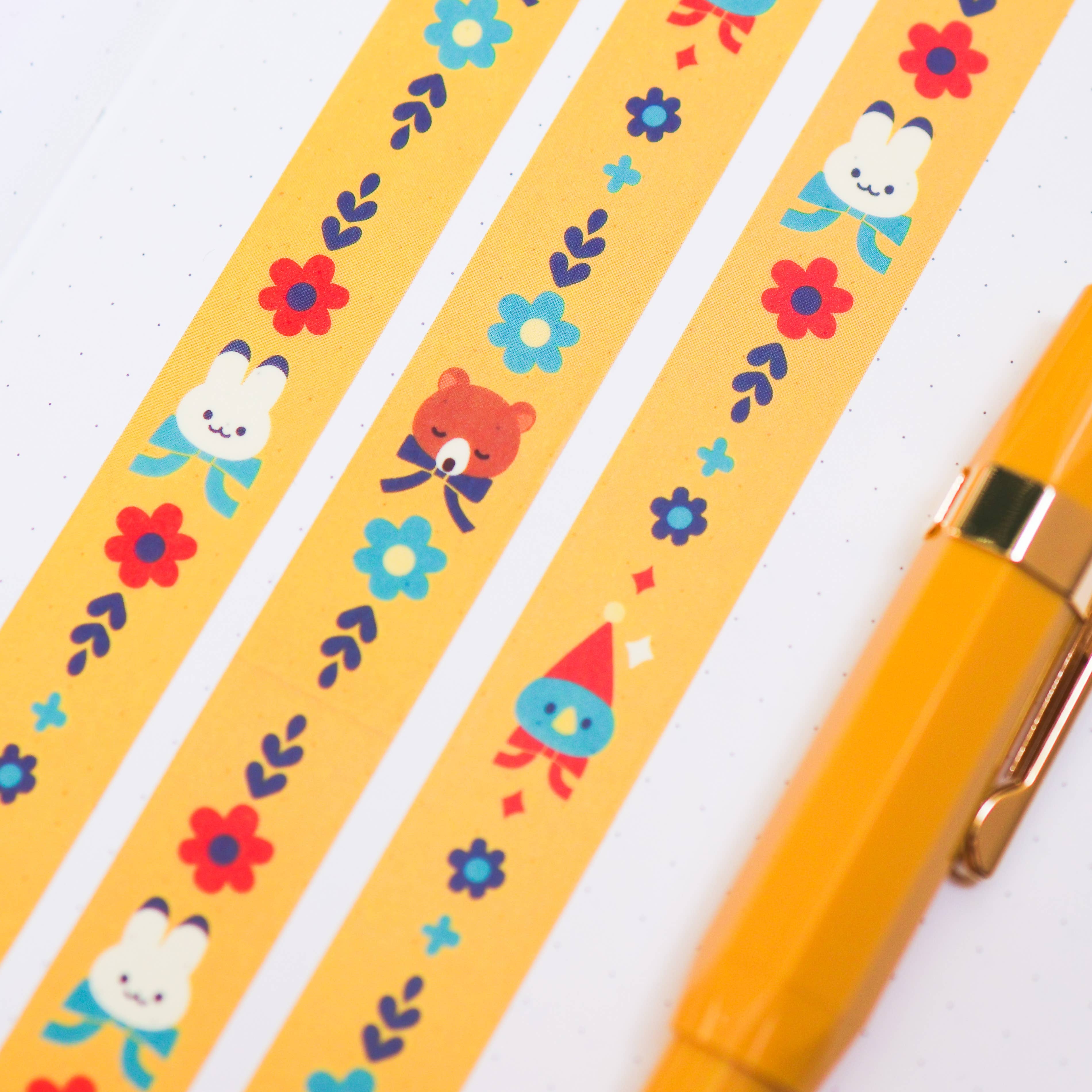 Bear, Rabbit, and Blue Bird Washi Tape