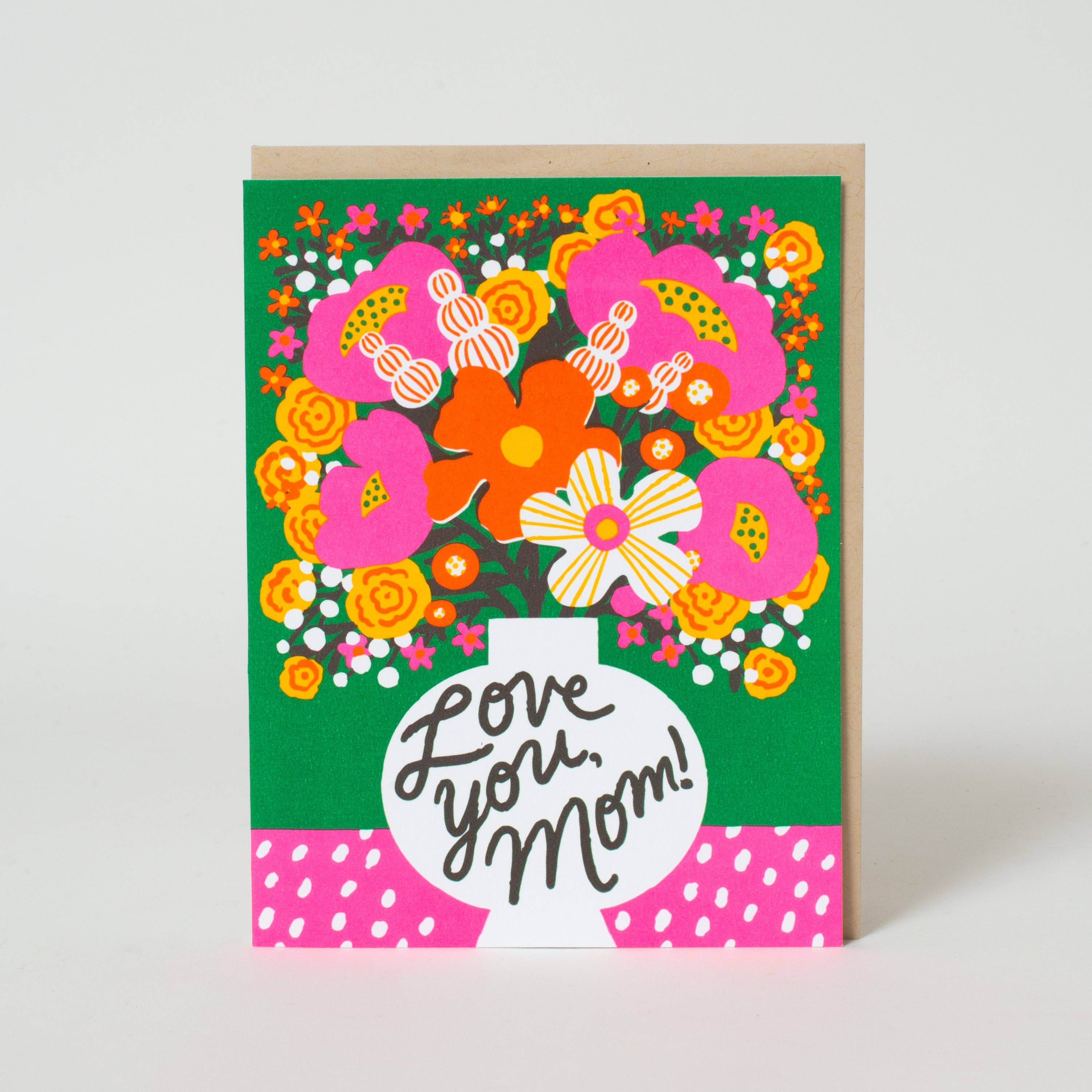 Love You Mom Flowers Greeting Card by Hello!Lucky